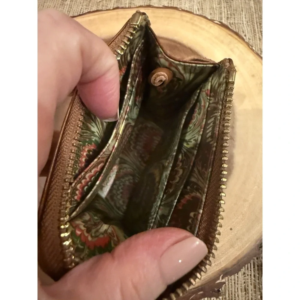 Vintage dooney and bourke British Tan Leather Wrist Wallet ID Key ring Very Rare